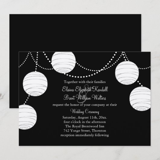 Invitation Lanternes de fête en argent (Devant / Derrière)