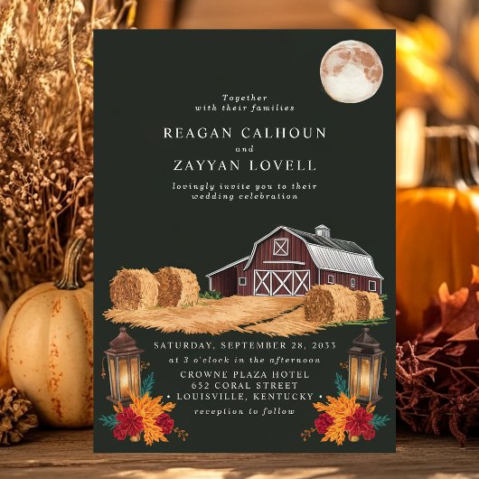 Invitation Lanternes de grange rustique Hay Bales d'automne M
