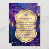 Invitation Lanternes de nuit Mystic Marrakesh & Bokeh Mariage (Devant / Derrière)