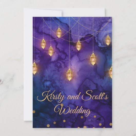 Invitation Lanternes de nuit Mystic Marrakesh & Bokeh Mariage (Dos)