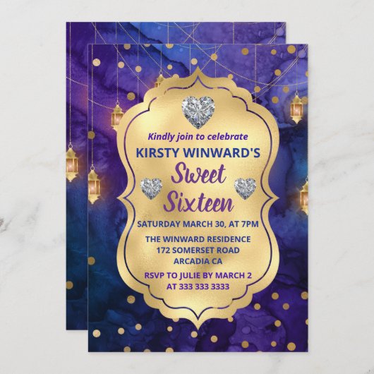 Invitation Lanternes de nuit Mystic Marrakesh & Bokeh Sweet 1 (Devant / Derrière)