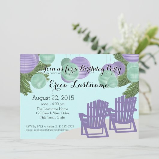 Invitation Lanternes de plage et chaises Adirondack (Debout devant)
