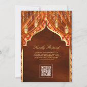 Invitation Lanternes d'or brûlé rideau orange Mariage musulma (Dos)