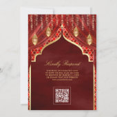 Invitation Lanternes d'or Maroon Rideau rouge Mariage musulma (Dos)