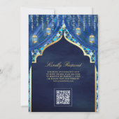 Invitation Lanternes d'or Rideau bleu royal Mariage musulman (Dos)