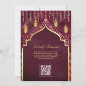 Invitation Lanternes d'or rideau de prune Mariage musulman (Dos)