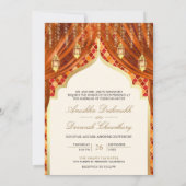 Invitation Lanternes dorées Rouille Orange Mariage Couple Ind (Dos)