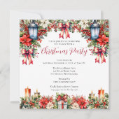 Invitation Lanternes élégantes | Bougies Fête de Noël Florale (Devant)