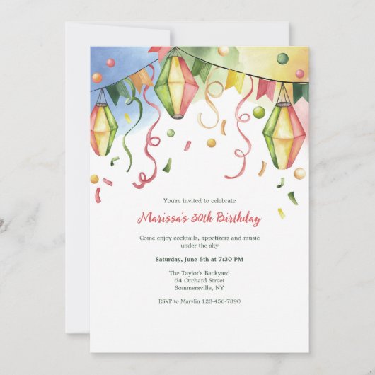 Invitation Lanternes en Papier (Devant)