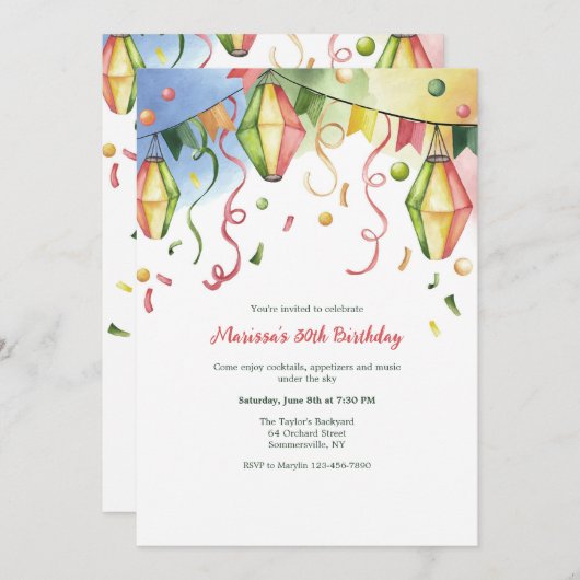 Invitation Lanternes en Papier (Devant / Derrière)