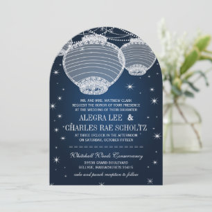 Invitation Lanternes en papier bleu sous les étoiles de la Ma