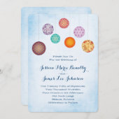 Invitation Lanternes en papier brillant Mariage Cloud bleu (Devant / Derrière)