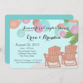 Invitation Lanternes en papier de plage Douche de couple (Devant / Derrière)