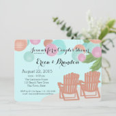 Invitation Lanternes en papier de plage Douche de couple (Debout devant)