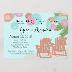 Invitation Lanternes en papier de plage Douche de couple