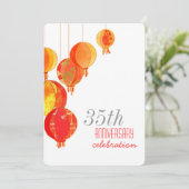 Invitation Lanternes en papier rouge 35e anniversaire du Mari (Debout devant)