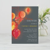 Invitation Lanternes en papier rouge exotique Mariage Couples (Debout devant)