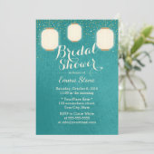 Invitation Lanternes Fête des mariées Vert Turquoise moderne (Debout devant)