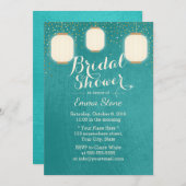 Invitation Lanternes Fête des mariées Vert Turquoise moderne (Devant / Derrière)