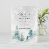 Invitation lanternes forestières d'hiver baby shower invitati (Debout devant)