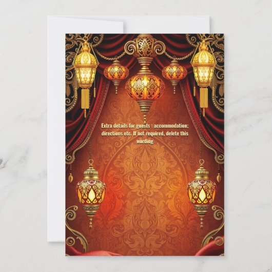 Invitation lanternes indiennes luxueuse orangée (Dos)