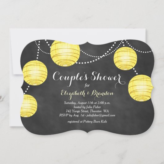 Invitation Lanternes jaunes sur Chalk Couple's Shower Invitat (Devant)