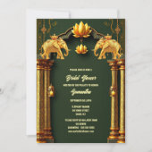 Invitation lanternes mariages indiennes bordeaux or rouge élé (Devant)