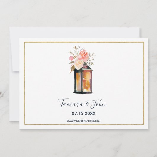 Invitation Lanternes romantiques rustiques Rose Fête des mari (Dos)