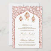 Invitation Lanternes roses Blush Rose or musulman Mariage (Devant)