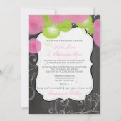 Invitation Lanternes roses et vertes PixDezines/tableau noir (Dos)