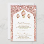 Invitation Lanternes roses rose doré Mariage musulman (Dos)
