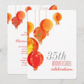Invitation Lanternes rouges en papier 35e anniversaire de mar (Devant / Derrière)