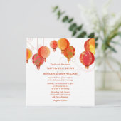 Invitation Lanternes rouges Mariage blanc moderne (Debout devant)