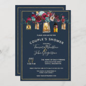 Invitation Lanternes rustiques Burgundy Marine Douche Couple (Devant / Derrière)