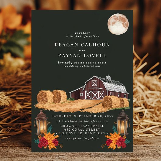 Invitation Lanternes Rustiques de Grange Balles de Foin d'Aut