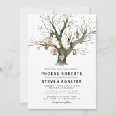 Invitation Lanternes Rustiques en Chêne Sculpté pour Mariage (Devant)