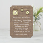 Invitation Lanternes rustiques et Burlap (Debout devant)