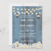 Invitation Lanternes rustiques et Fleurs marguerites Mariage  (Devant)