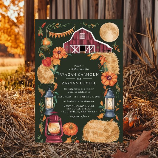 Invitation Lanternes rustiques et Mariage floral d'automne