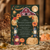 Invitation Lanternes rustiques et Mariage floral d'automne