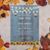 Invitation Lanternes rustiques et tournesols Mariage bleu Dus