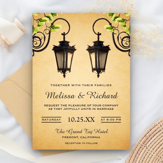 Invitation Lanternes suspendues de jardin rustique de campagn