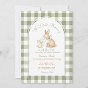 Invitation Lapin à carreaux verts Printemps Baby Shower