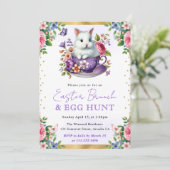 Invitation Lapin à l'aquarelle Fleurs de printemps Brunch de (Debout devant)