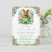 Invitation Lapin à l'aquarelle Fleurs de printemps Brunch de (Debout devant)
