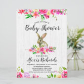 Invitation Lapin Aquarelle Lapin Baby shower Floral Invitat (Debout devant)