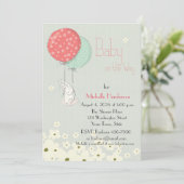 Invitation Lapin avec Baby shower Balloons (Debout devant)