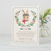 Invitation Lapin avec l'invitation rouge de Pâques de ruban (Debout devant)