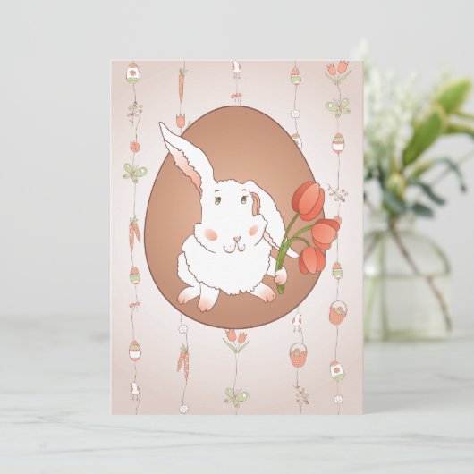 Invitation Lapin avec Tulips Spring Holiday Rabbit (Debout devant)