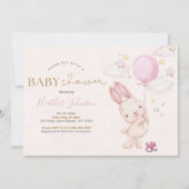 Invitation Lapin Baby shower fille (Devant)
